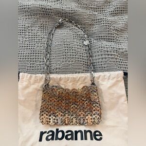 Rabanne Sac a Main Nano Metallic chain link Shoulder Bag in Mixed Gold & Silver